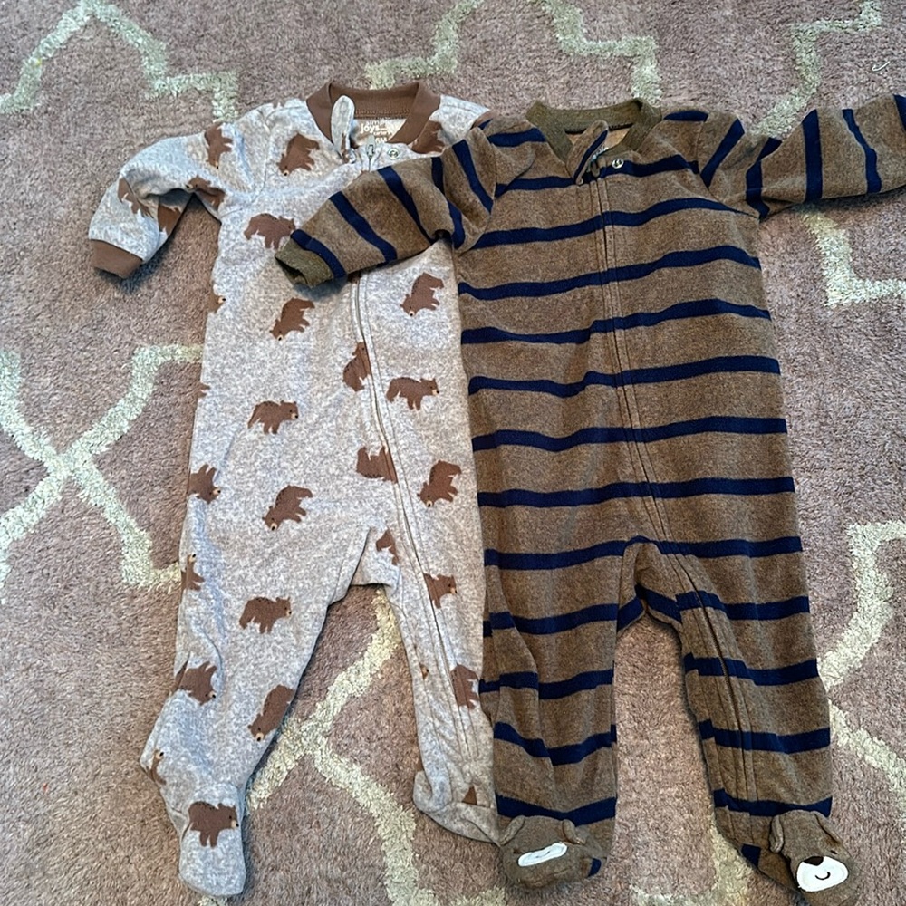 Baby Boy Fleece Footie pajamas/onesies bundle - 3-6 months